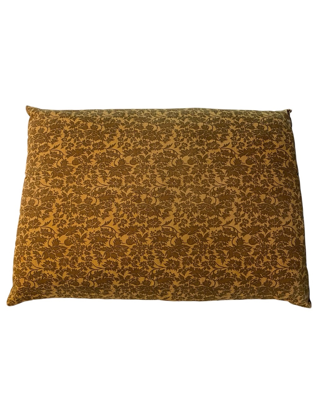 Vintage Brown Gold Floral Damask Decorative Pillow Handmade 24”x16”